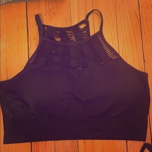 Sexy but sporty! Black  mesh chest sports bra!